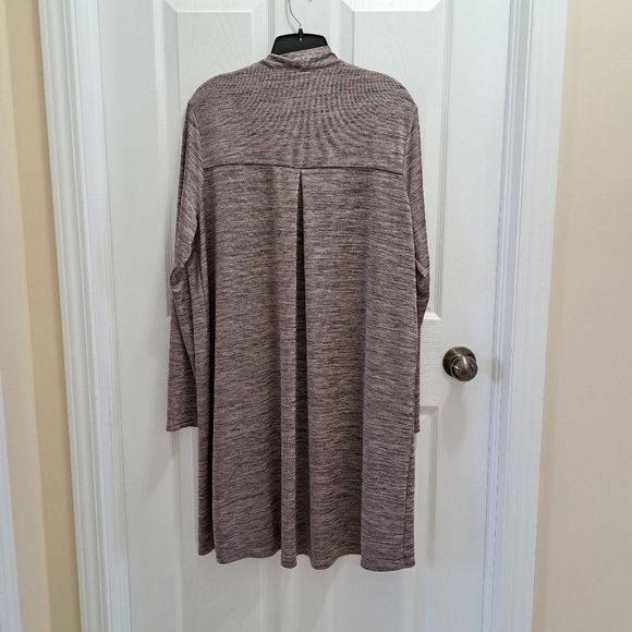 Michel Studio Long Cardigan Mauve Purple Black Heathered Mix Silky Women's 2X - Picture 2 of 10